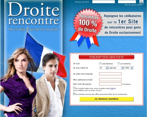 Page d'accueil du site Droite-rencontre.com