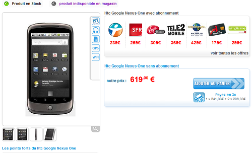 Nexus One sur PhoneandPhone.com