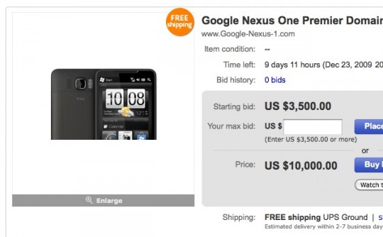 Enchère google-nexus-one.com